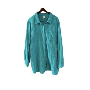 Blair XL Gauze Cotton Lagenlook Beachy Shirt 2XL